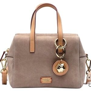Frances Valentine Small Sabrina in Taupe Tumbled Nubuck EUC